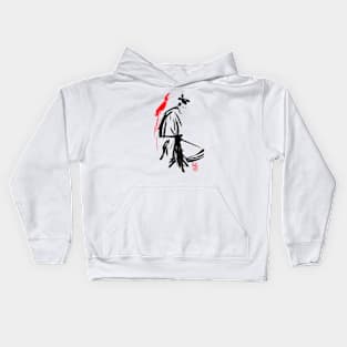 Japanese Samurai ink painting Kids Hoodie